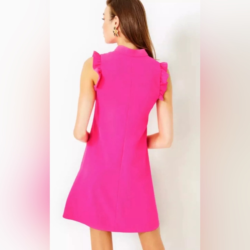 Lilly Pulitzer Pink Adalee Shift Pink Pearl Accent Midi Dress; EUC S-12 - Picture 4 of 10